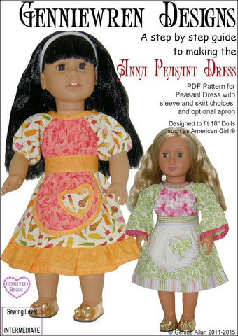 Genniewren 18 Inch Modern Anna Peasant Dress 18" Doll Clothes Pattern larougetdelisle