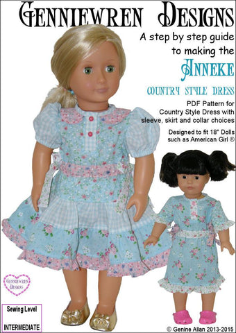 Genniewren 18 Inch Modern Anneke Country Style Dress 18" Doll Clothes larougetdelisle