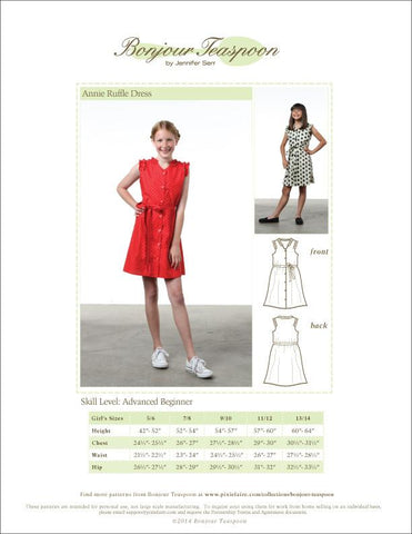 Bonjour Teaspoon Girls Annie Ruffle Dress Pattern for Girls larougetdelisle
