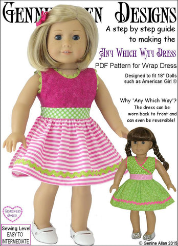 Genniewren 18 Inch Modern Any Which Way Dress 18" Doll Clothes Pattern larougetdelisle