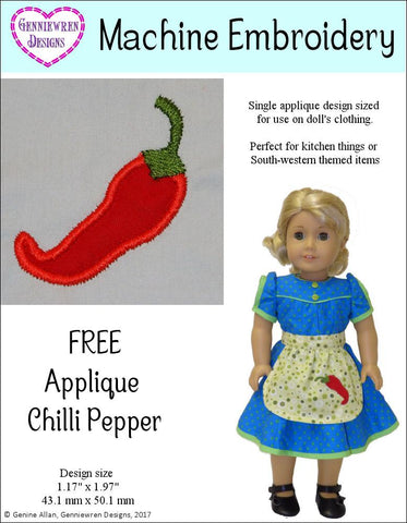 Genniewren Machine Embroidery Design FREE Applique Chilli Pepper Machine Embroidery Design Pixie Faire