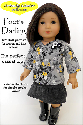 Ardently Admire 18 Inch Modern Poet's Darling Top 18" Doll Clothes Pattern larougetdelisle
