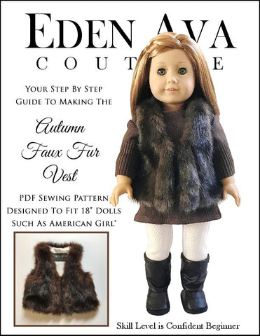 Eden Ava 18 Inch Modern Autumn Faux Fur Vest 18" Doll Clothes Pattern larougetdelisle