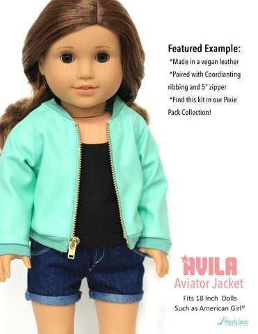 Liberty Jane 18 Inch Modern Avila Aviator Jacket 18" Doll Clothes Pattern larougetdelisle