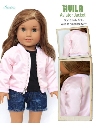 Liberty Jane 18 Inch Modern Avila Aviator Jacket 18" Doll Clothes Pattern larougetdelisle