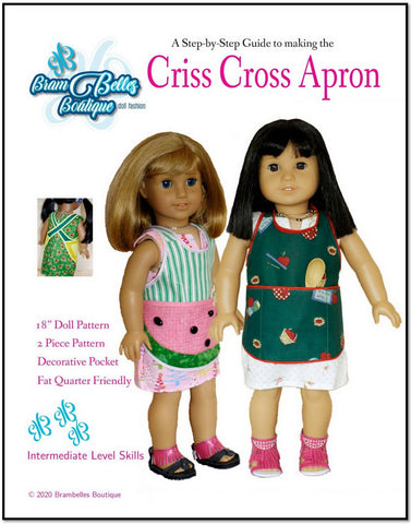 Brambelles boutique 18 Inch Modern Criss Cross Apron 18" Doll Accessories larougetdelisle