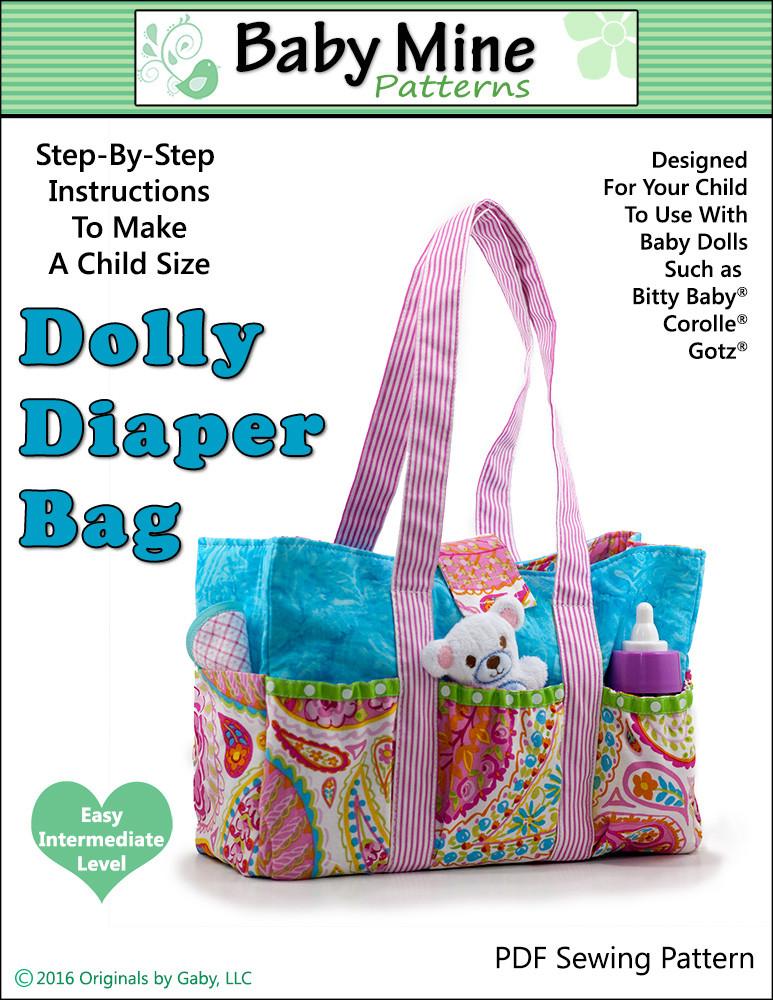 Baby Mine Dolly Diaper Bag Doll Accessory Pattern 15 inch Bitty Baby Dolls | Pixie Faire