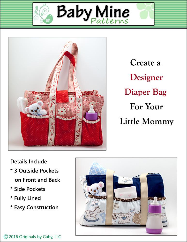 Baby Mine Dolly Diaper Bag Doll Accessory Pattern 15 inch Bitty Baby Dolls | Pixie Faire