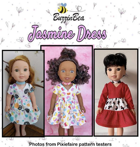 BuzzinBea WellieWishers Jasmine Dress 14.5" Doll Clothes Pattern larougetdelisle