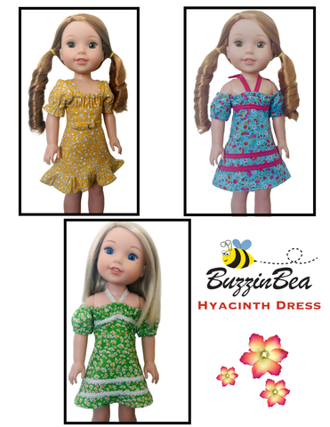 BuzzinBea WellieWishers Hyacinth Dress 14.5" Doll Clothes Pattern larougetdelisle