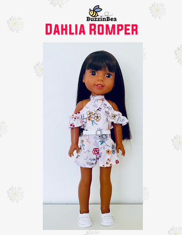 BuzzinBea WellieWishers Dahlia Romper 14.5" Doll Clothes Pattern larougetdelisle