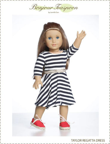 Bonjour Teaspoon Girls Taylor Regatta Dress for Girls and Dolls Bundle Pattern larougetdelisle