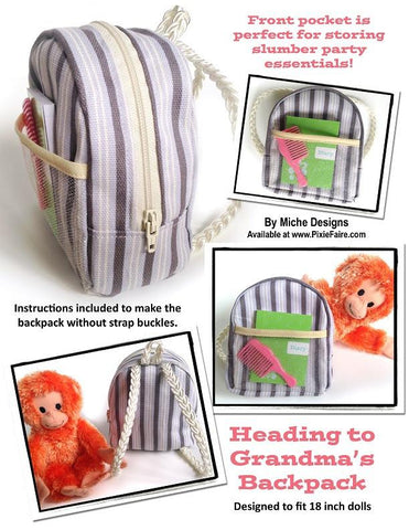 Miche Designs 18 Inch Modern Heading to Grandma's Backpack 18" Doll Accessories larougetdelisle