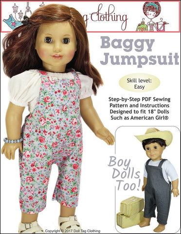 Doll Tag Clothing 18 Inch Modern Baggy Jumpsuit 18" Doll Clothes Pattern larougetdelisle