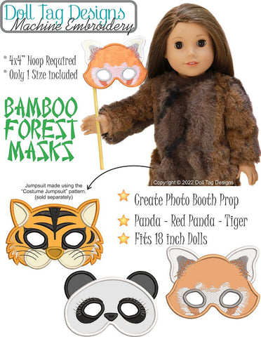 Doll Tag Clothing Machine Embroidery Design Bamboo Forest Masks For 18-inch Dolls Machine Embroidery Designs larougetdelisle