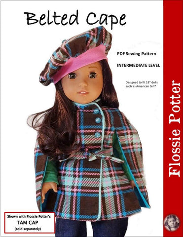 Flossie Potter 18 Inch Modern Belted Cape 18" Doll Clothes Pattern larougetdelisle