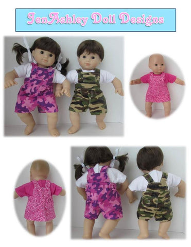 Jen Ashley Doll Designs Bitty Baby/Twin Twin Baby Playdate Overalls 15" Baby Doll Clothes Pattern larougetdelisle