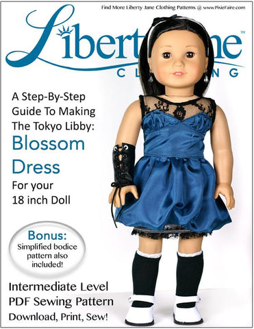 Liberty Jane 18 Inch Modern Blossom Dress 18" Doll Clothes Pattern larougetdelisle