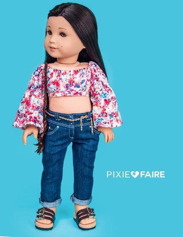 Liberty Jane 18 Inch Modern High-Waisted Jeans 18" Doll Clothes Pattern larougetdelisle