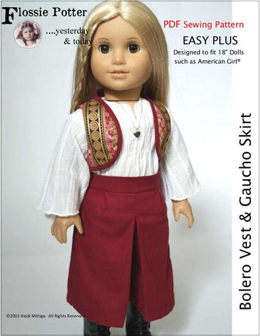 Flossie Potter 18 inch Historical Bolero Vest & Gaucho Skirt 18" Doll Clothes larougetdelisle