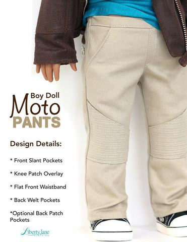 Liberty Jane 18 Inch Boy Doll Boy Doll Moto Pants 18” Doll Clothes Pattern larougetdelisle