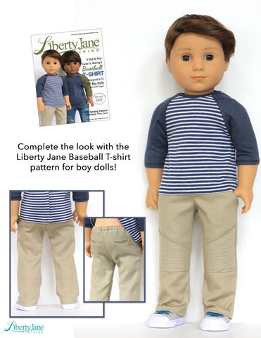 Liberty Jane 18 Inch Boy Doll Boy Doll Moto Pants 18” Doll Clothes Pattern larougetdelisle