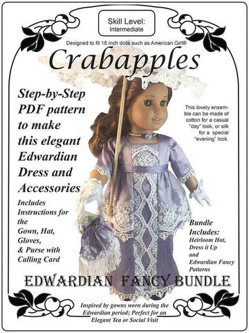 Crabapples 18 inch Historical Edwardian Fancy Bundle 18" Doll Clothes Pattern larougetdelisle