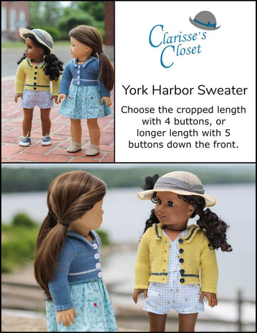 Clarisse's Closet Knitting York Harbor Sweater 18" Doll Clothes Knitting Pattern larougetdelisle