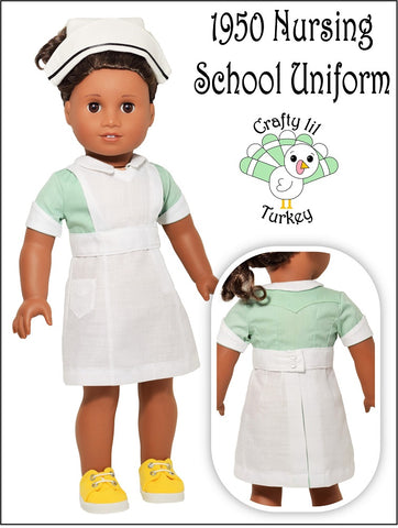 Crafty Lil Turkey 18 Inch Historical 1950s Nursing School Uniform 18" Doll Clothes Pattern larougetdelisle