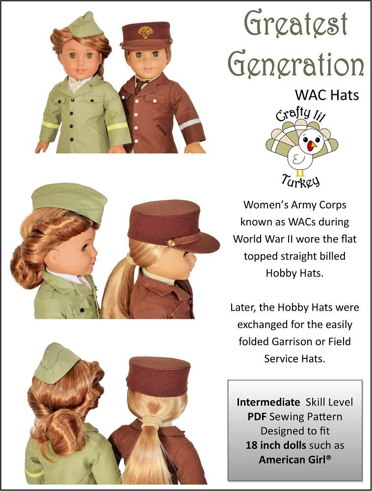 Greatest Generation WAC Hats 18" Doll Clothes American Pixie Faire