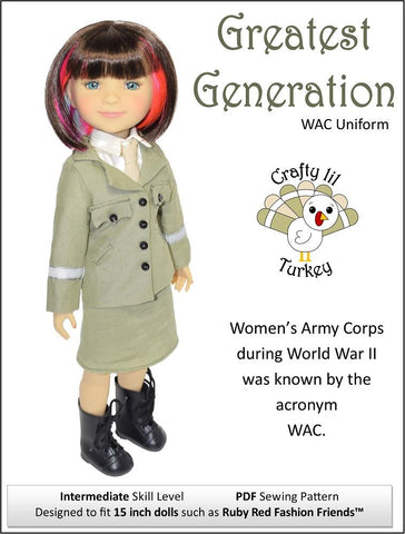 Crafty Lil Turkey Ruby Red Fashion Friends Greatest Generation: WAC Uniform 15" Doll Clothes Pattern For Ruby Red Fashion Friends® larougetdelisle