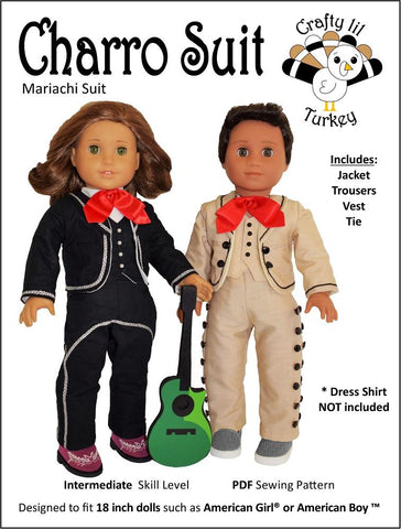 Crafty Lil Turkey 18 Inch Boy Doll Charro Suit 18" Doll Clothes Pattern larougetdelisle