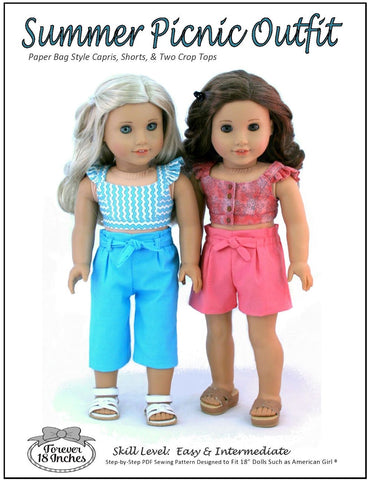 Forever 18 Inches 18 Inch Modern Summer Picnic Outfit 18" Doll Clothes Pattern larougetdelisle