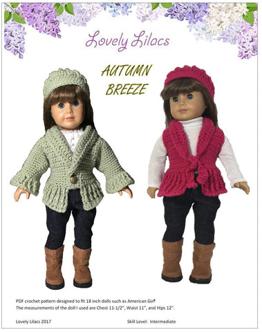 Lovely Lilacs Crochet Autumn Breeze 18" Doll Crochet Pattern larougetdelisle