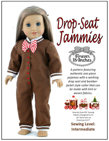 Forever 18 Inches 18 Inch Modern Drop-Seat Jammies 18" Doll Clothes larougetdelisle