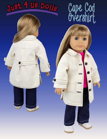Just 4 Us Dolls 18 Inch Modern Cape Cod Overshirt 18" Doll Clothes Pattern larougetdelisle