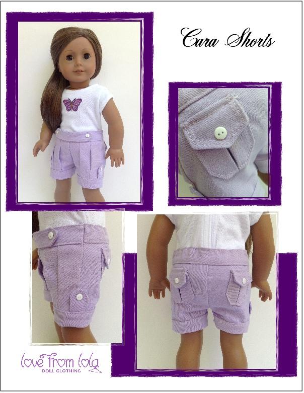 Love From Lola Cara Shorts Doll Clothes Pattern 18 Inch American Girl