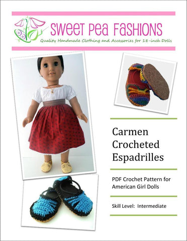 Sweet Pea Fashions Shoes Carmen Crocheted Espadrilles 18" Doll Shoes larougetdelisle