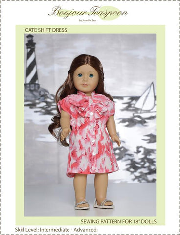 Bonjour Teaspoon 18 Inch Modern Cate Shift Dress 18" Doll Clothes Pattern larougetdelisle