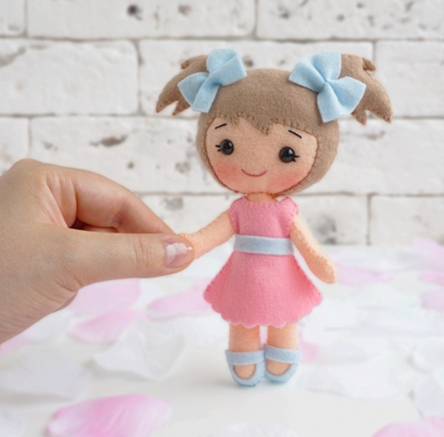 Cute Felt Patterns Cathy 7" Felt Doll Hand Sewing Pattern PDF Pixie Faire