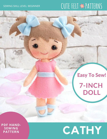 Cute Felt Patterns Hand Sewing Cathy 7" Felt Doll Hand Sewing Pattern larougetdelisle