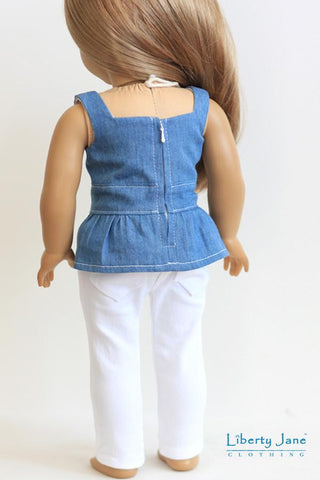 Liberty Jane 18 Inch Modern Peplum Top 18" Doll Clothes Pattern larougetdelisle