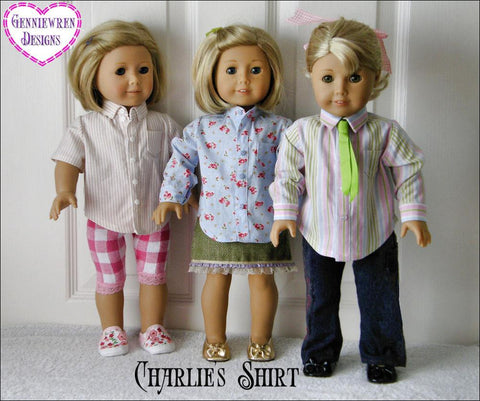 Genniewren 18 Inch Modern Charlie's Shirt 18" Doll Clothes Pattern larougetdelisle