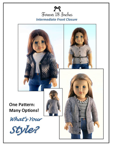 Forever 18 Inches 18 Inch Modern Classic Cardigan Bundle 18" Doll Clothes Pattern larougetdelisle