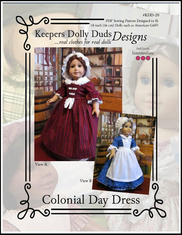 Keepers Dolly Duds Designs 18 Inch Historical Colonial Day Dress 18" Doll Clothes Pattern larougetdelisle