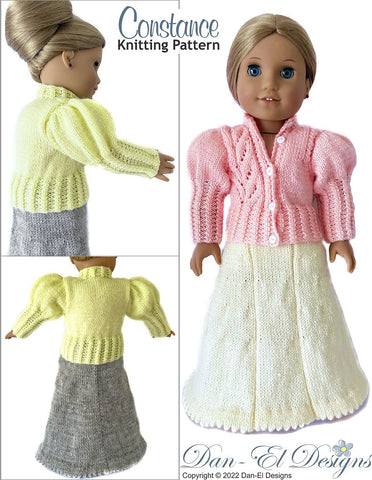 Dan-El Designs Knitting Constance Jacket and Skirt 18 inch Doll Knitting Pattern larougetdelisle