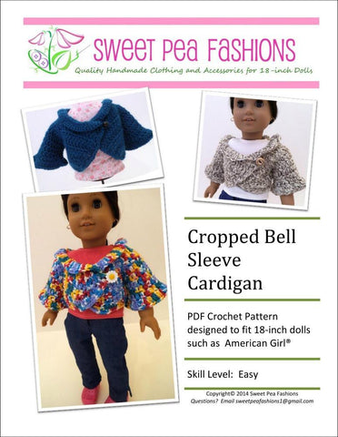 Sweet Pea Fashions Crochet Cropped Bell Sleeve Cardigan Crochet Pattern larougetdelisle