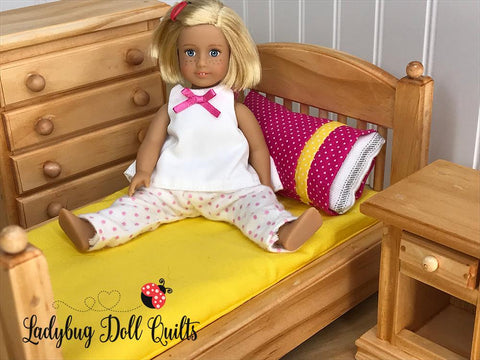 Ladybug Doll Quilts 18 Inch Modern Custom Mattress, Pillow, and Pillowcase Multi Sized Doll Bedding Pattern larougetdelisle