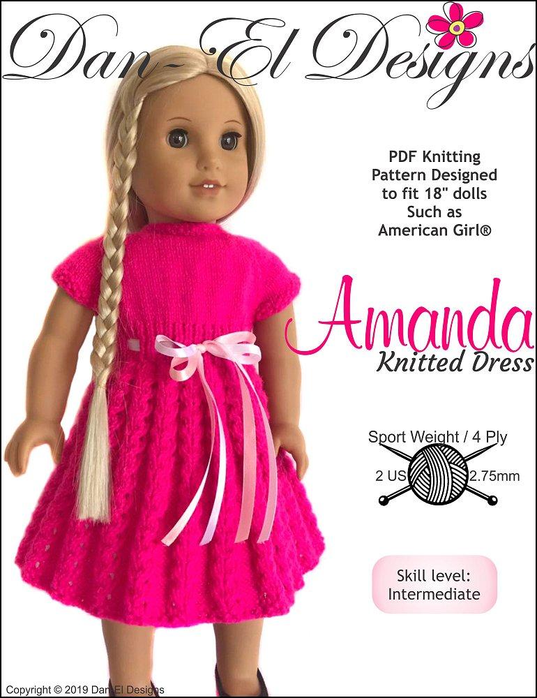 Dan El Designs Amanda Doll Clothes Knitting Pattern 18 Inch American