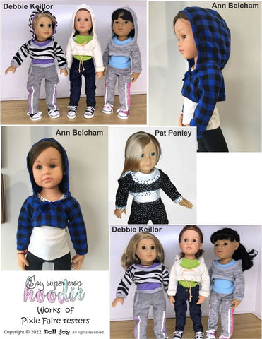 Doll Joy 18 Inch Modern Joy Super Crop Hoodie Pattern for 18" - 19" Dolls larougetdelisle